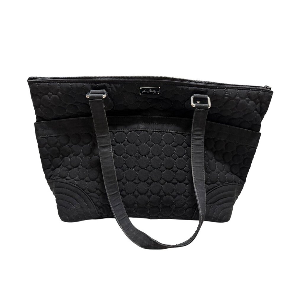 Vera Bradley Black Quilted Large Diaper Bag Changing Pad Floral Vinyl Interior - Picture 1 of 9